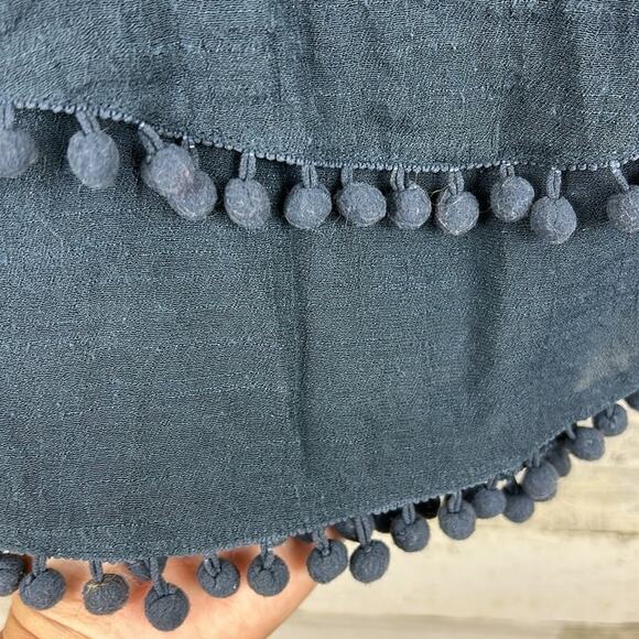 Umgee Women’s Medium Navy Blue Boho Layered Long Sleeve Blouse Tassel Fringe top - Picture 3 of 9